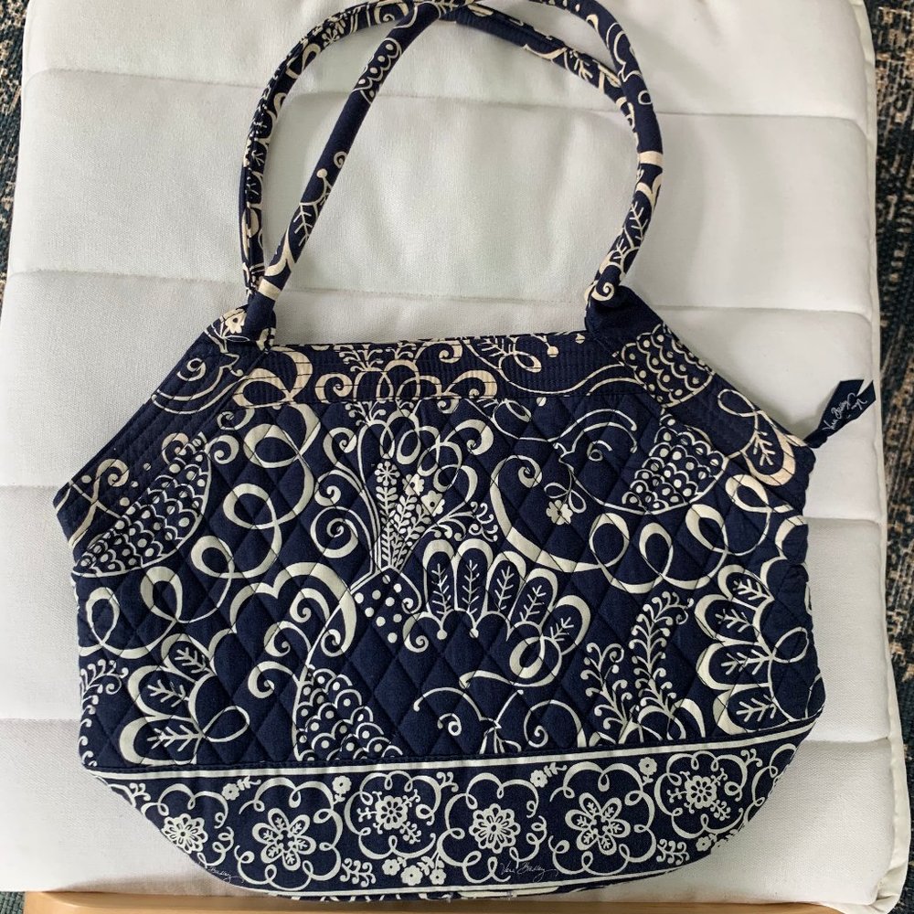 Vera Bradley Angle Tote Twirly Birds Navy